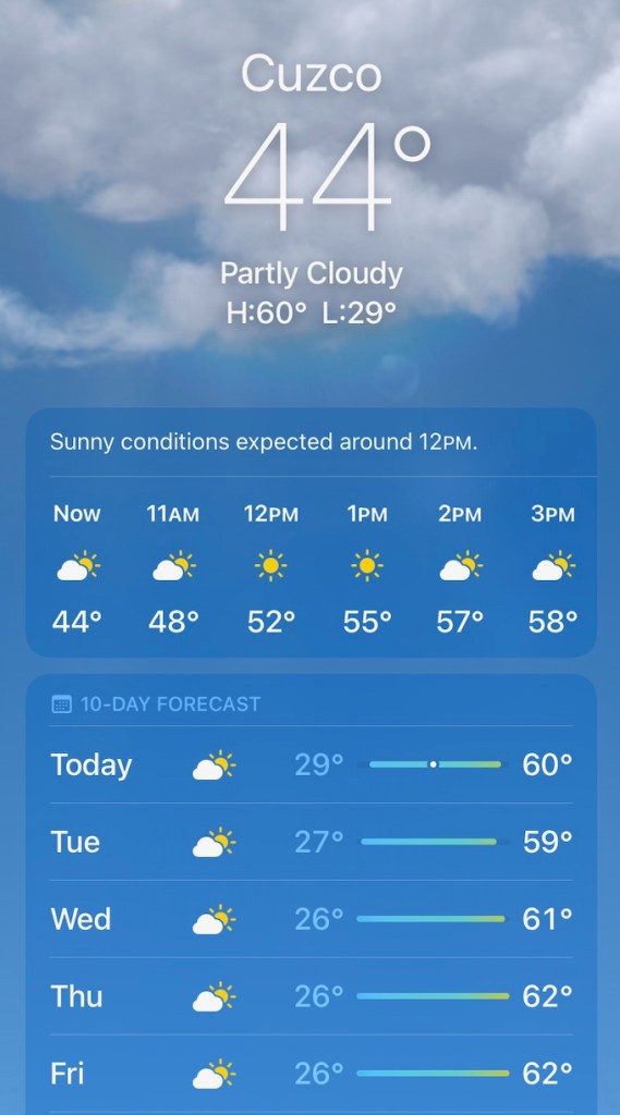 Weather in Cuzco in September 
